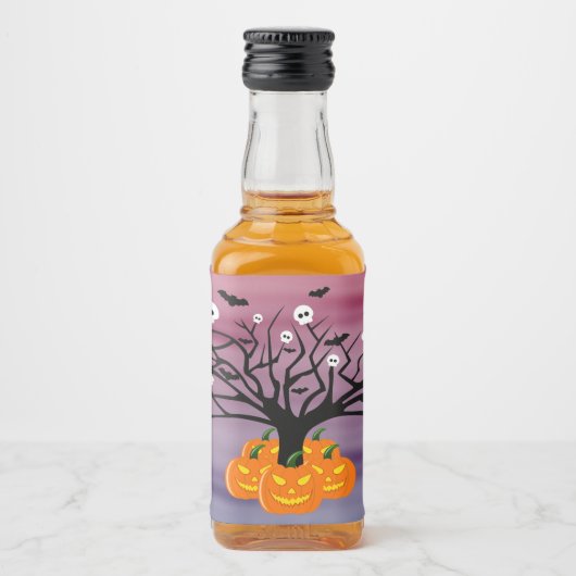 Halloween Pumpkin Jack O' Lantern Dead Tree Likeurfles Etiket (Voorkant)