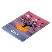 Halloween Pumpkin Jack O' Lantern Dead Tree Notitieboek (Linkerzijde)
