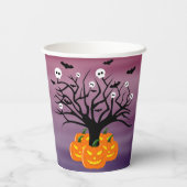 Halloween Pumpkin Jack O' Lantern Dead Tree Papieren Bekers (Achterkant)