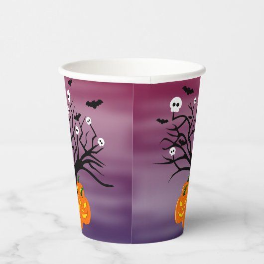 Halloween Pumpkin Jack O' Lantern Dead Tree Papieren Bekers (Rechts)