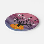 Halloween Pumpkin Jack O' Lantern Dead Tree Papieren Bordje (Gekanteld)