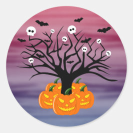Halloween Pumpkin Jack O' Lantern Dead Tree Ronde Sticker