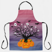 Halloween Pumpkin Jack O' Lantern Dead Tree Schort (Voorkant)