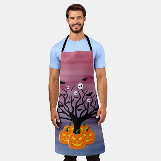 Halloween Pumpkin Jack O' Lantern Dead Tree Schort (Gedragen)