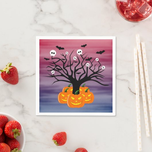 Halloween Pumpkin Jack O' Lantern Dead Tree Servet (Insitu)