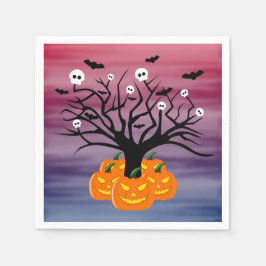 Halloween Pumpkin Jack O' Lantern Dead Tree Servet