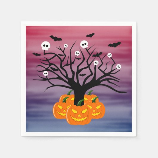 Halloween Pumpkin Jack O' Lantern Dead Tree Servet (Voorkant)