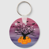 Halloween Pumpkin Jack O' Lantern Dead Tree Sleutelhanger (Achterkant)