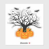 Halloween Pumpkin Jack O' Lantern Dead Tree Sticker (Vel)