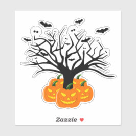 Halloween Pumpkin Jack O' Lantern Dead Tree Sticker