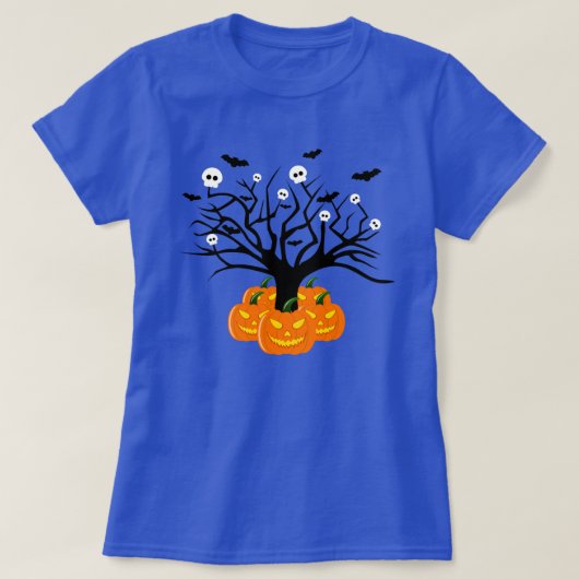 Halloween Pumpkin Jack O' Lantern Dead Tree T-shirt (Design voorkant)