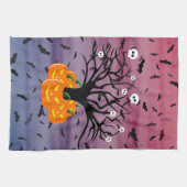 Halloween Pumpkin Jack O' Lantern Dead Tree Theedoek (Horizontaal)