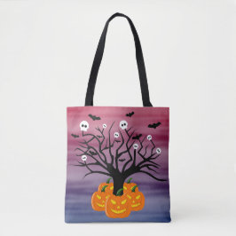 Halloween Pumpkin Jack O' Lantern Dead Tree Tote Bag