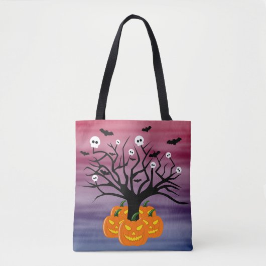 Halloween Pumpkin Jack O' Lantern Dead Tree Tote Bag (Voorkant)