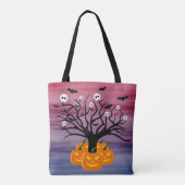 Halloween Pumpkin Jack O' Lantern Dead Tree Tote Bag (Achterkant)