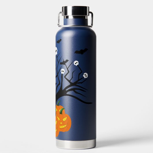 Halloween Pumpkin Jack O' Lantern Dead Tree Waterfles (Achterkant)