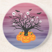 Halloween Pumpkin Jack O' Lantern Dead Tree Zandsteen Onderzetter (Voorkant)