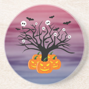 Halloween Pumpkin Jack O' Lantern Dead Tree Zandsteen Onderzetter