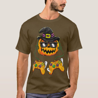 Halloween Pumpkin Jack O Lantern Gamer Kinder Boys T-shirt