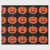 Halloween Pumpkin Jack-O-Lantern Spooky Black Cadeaupapier (Vlak)