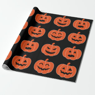 Halloween Pumpkin Jack-O-Lantern Spooky Black Cadeaupapier