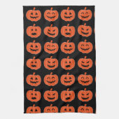 Halloween Pumpkin Jack-O-Lantern Spooky Black Theedoek (Verticaal)