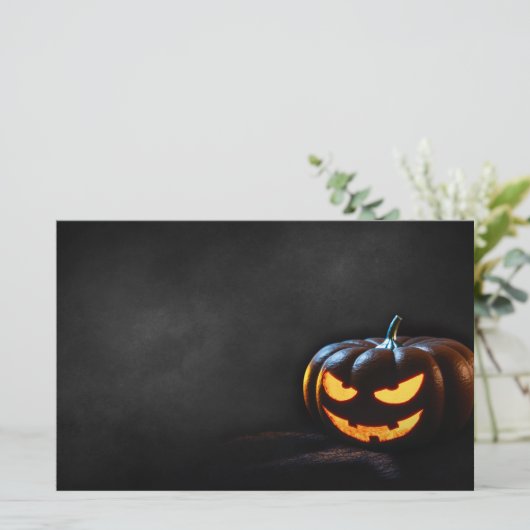 Halloween Pumpkin Jack-O-Lantern Spooky Briefpapier (Staand voorkant)