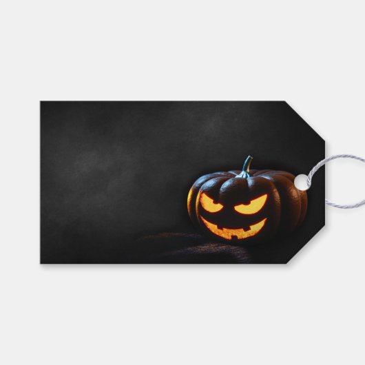 Halloween Pumpkin Jack-O-Lantern Spooky Cadeaulabel (Voorkant (Horizontaal))