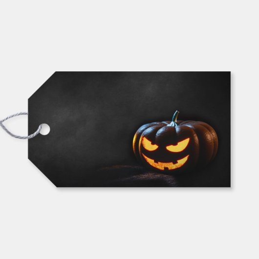 Halloween Pumpkin Jack-O-Lantern Spooky Cadeaulabel (Achterkant Horizontaal)