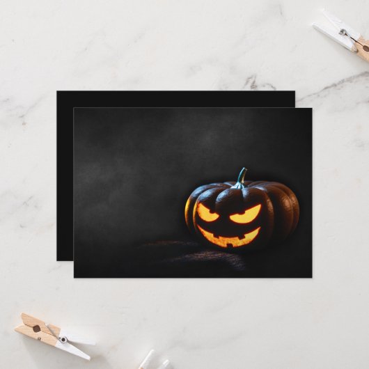 Halloween Pumpkin Jack-O-Lantern Spooky Kaart (Voorkant / Achterkant in situ)