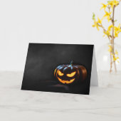 Halloween Pumpkin Jack-O-Lantern Spooky Kaart (Gele Bloem)