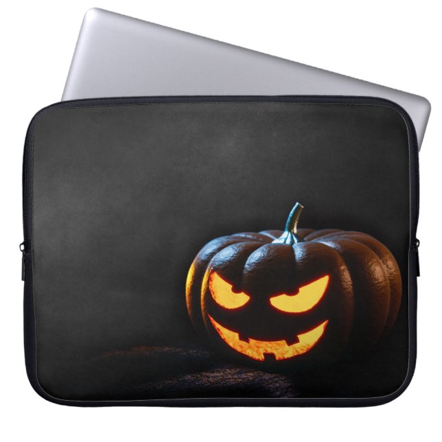 Halloween Pumpkin Jack-O-Lantern Spooky Laptop Sleeve (Voorkant)