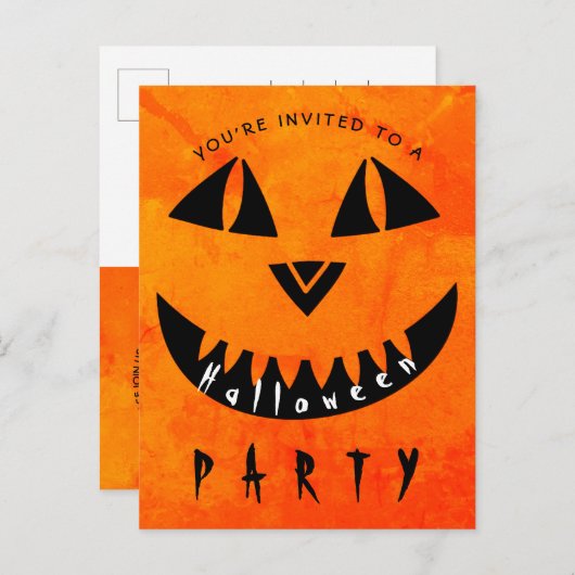 Halloween Pumpkin Jack O' Lantern Spooky Party Uitnodiging Briefkaart (Voorkant / Achterkant)