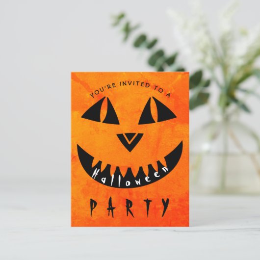Halloween Pumpkin Jack O' Lantern Spooky Party Uitnodiging Briefkaart (Staand voorkant)
