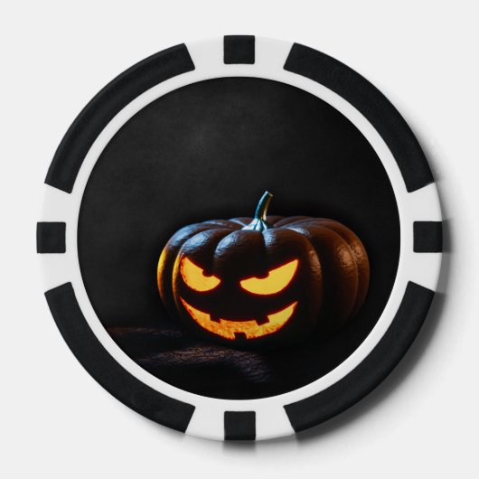 Halloween Pumpkin Jack-O-Lantern Spooky Poker Chips (Voorkant)