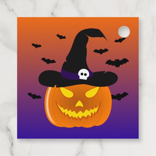 Halloween Pumpkin Jack o' Lantern Witch Pet Bedankjes Labels (Achterkant)