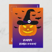 Halloween Pumpkin Jack o' Lantern Witch Pet Briefkaart (Voorkant / Achterkant)