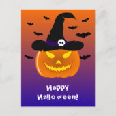 Halloween Pumpkin Jack o' Lantern Witch Pet Briefkaart (Voorkant)