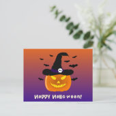 Halloween Pumpkin Jack o' Lantern Witch Pet Briefkaart (Staand voorkant)