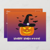 Halloween Pumpkin Jack o' Lantern Witch Pet Briefkaart (Voorkant / Achterkant)
