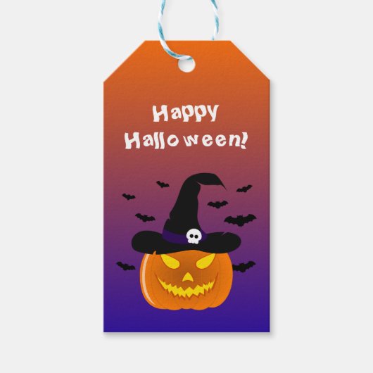 Halloween Pumpkin Jack o' Lantern Witch Pet Cadeaulabel (Voorkant)