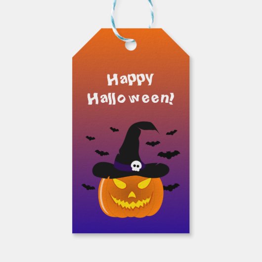 Halloween Pumpkin Jack o' Lantern Witch Pet Cadeaulabel (Achterkant)