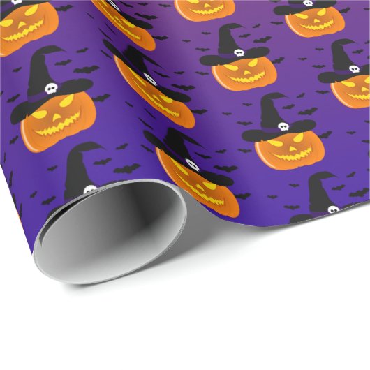 Halloween Pumpkin Jack o' Lantern Witch Pet Cadeaupapier (Rol Hoek)