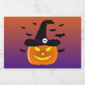 Halloween Pumpkin Jack o' Lantern Witch Pet Likeurfles Etiket (Enkel label)