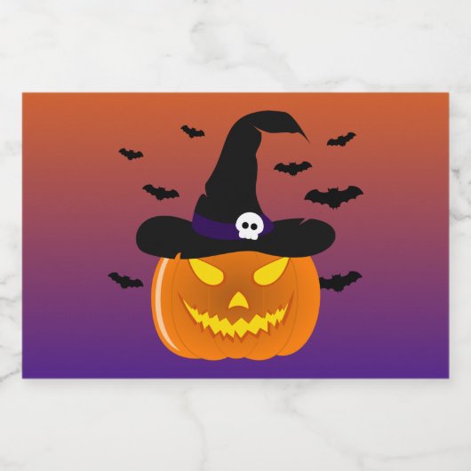 Halloween Pumpkin Jack o' Lantern Witch Pet Likeurfles Etiket (Enkel label)