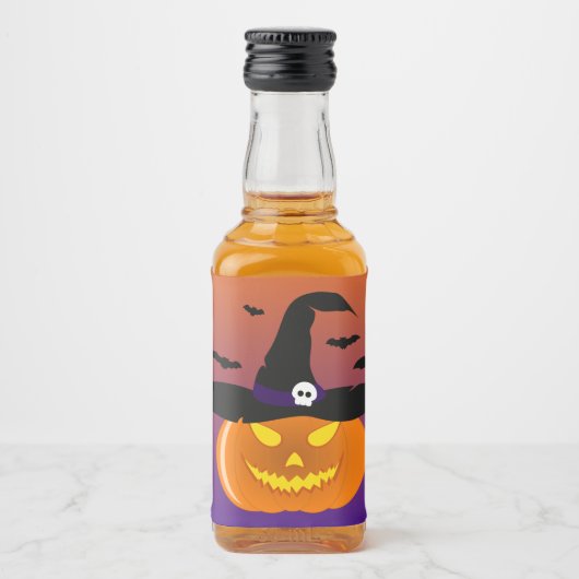 Halloween Pumpkin Jack o' Lantern Witch Pet Likeurfles Etiket (Voorkant)