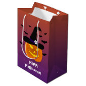 Halloween Pumpkin Jack o' Lantern Witch Pet Medium Cadeauzakje (Voorkant Gekanteld)