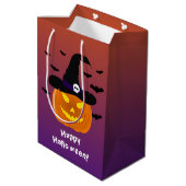 Halloween Pumpkin Jack o' Lantern Witch Pet Medium Cadeauzakje (Achterkant Gekanteld)