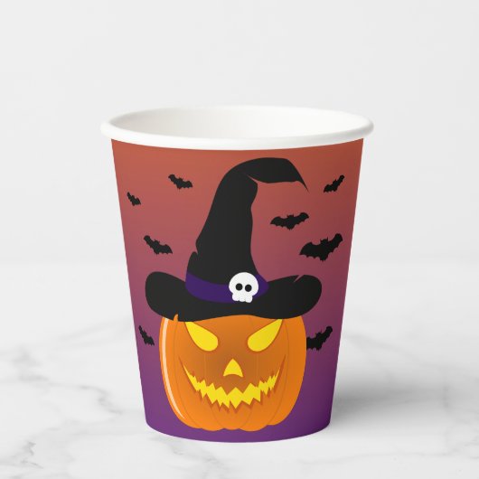 Halloween Pumpkin Jack o' Lantern Witch Pet Papieren Bekers (Voorkant)