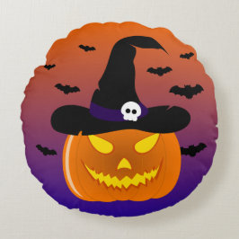 Halloween Pumpkin Jack o' Lantern Witch Pet Rond Kussen